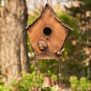 Zaer Ltd International Pre-Order: 41.5" Long Antique Copper Hanging Birdhouse Wind Chime "Pagoda” ZR190557-D View 3