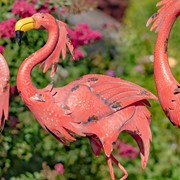 Zaer Ltd International Set of 4 Assorted Style Distressed Pink Flamingo Metal Garden Decorations ZR190635-SET View 3