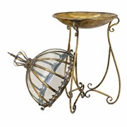 Zaer Ltd International Set of 3 Glass Dome Terrariums with Iron Stand in Frosted Gold "Marseilles 1792" ZR530995-FGS View 3