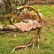 Zaer Ltd International Pre-Order: 29" Tall Antique Copper Maple Leaf Birdbath with Birds ZR180154-CP View 3