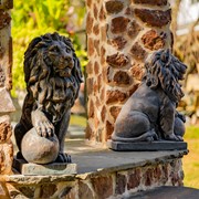 Zaer Ltd International 26.5" Tall Set of 2 Magnesium Lion Sentry Statues in Bronze "Marloni & Antonio" ZR560270-BZ View 3