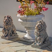 Zaer Ltd International 21" Tall Set of 2 Lion Sentry Statues with Fleur-De-Lis in Bronze "Harold & Leo" ZR561210-BZ View 3