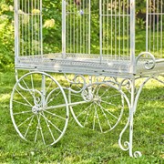 Zaer Ltd. International 82" Tall Iron Flower Cart with Curved Roof in Antique White "Paris 1968" ZR200200-AW View 3