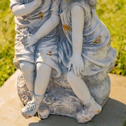 Zaer Ltd International Pre-Order: 30"T. Sweet Country Boy & Girl Garden Statue in Grey "Johnny & June" ZR200087-GY View 3