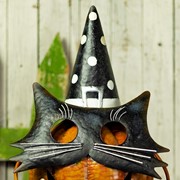 Zaer Ltd International "Binx" 26" Tall Iron Pumpkin Masquerade Cat Halloween Figurine ZR195975 View 3