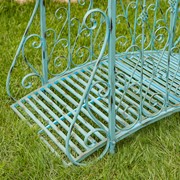 Zaer Ltd International 5ft. Long Antique Style Iron Garden Bridge in Rusty Blue "Paris 1968" ZR140960-BL View 3