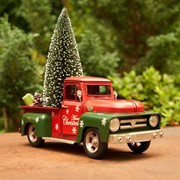 Zaer Ltd. International Red & Green Iron Christmas Truck with Snowflakes & Tree ZR191852 View 3