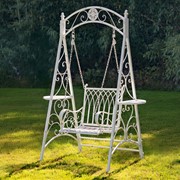 Zaer Ltd International "New York" Iron Swing Chair in Antique White ZR090505-AW View 3