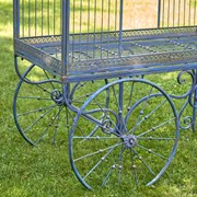 Zaer Ltd. International Pre-Order: 82"T. Iron Flower Cart with Curved Roof in Cobalt Blue "Paris 1968" ZR200200-BL View 3