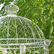 Zaer Ltd. International "Zina" 13ft. Tall Large Round Iron Garden Gazebo in Antique White ZR140283-AW View 3