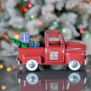 Zaer Ltd International Mini Metal Truck with Christmas Tree and Gifts in Antique Red ZR362103-AR View 3