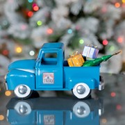 Zaer Ltd International Mini Metal Truck with Christmas Tree and Gifts in Antique Blue ZR362103-BL View 3