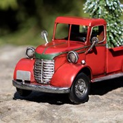 Zaer Ltd International 12.5" Country Style Red Pickup Truck with Christmas Tree ZR371100-XMAS View 3