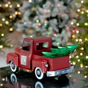 Zaer Ltd. International Iron Christmas Old Style Truck with Tree in Antique Red ZR201160-AR View 3