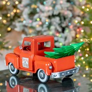 Zaer Ltd. International Iron Christmas Old Style Truck with Tree in Glossy Red ZR201160-RD View 3