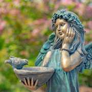 Zaer Ltd International 39" Tall Magnesium Angel Statue with Birdbath in Antique Bronze "Jazmin" ZR341439-BZ View 3