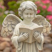 Zaer Ltd International 39" Tall Magnesium Angel Statue Reading a Book in Antique White "Symone" ZR341639-AW View 3