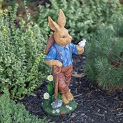 Zaer Ltd. International 25" Tall Magnesium Rabbit Garden Statue with Shovel & Bird "Jack Rabbit" ZR438253 View 3