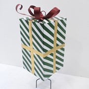 Zaer Ltd. International 37" Tall Green & White Striped Metal Christmas Gift Box with Stake ZR210514 View 3