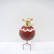 Zaer Ltd. International 31.25” Tall Red with Green Polka Dots Metal Christmas Ball Stake ZR210518 View 3