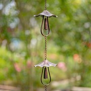 Zaer Ltd. International Pre-Order: 76" Long Antique Bronze Iron Rain Chain with Mushroom-Shaped Bells ZR215350-BZ View 3