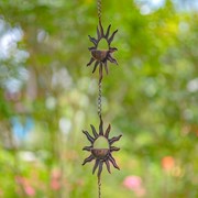 Zaer Ltd. International 76.25" Long Antique Bronze Iron Rain Chain with Bohemian Sun & Moon ZR215351-BZ View 3