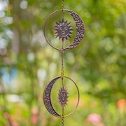 Zaer Ltd. International 76" Long Antique Bronze Rain Chain with Crescent Moon & Sun ZR215352-BZ View 3