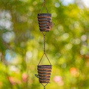 Zaer Ltd. International 76.25" Long Antique Bronze Rain Chain with Honey Bee and Bucket Hive ZR215374-BZ View 3