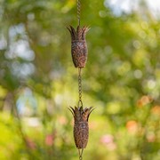 Zaer Ltd. International 76.5" Long Antique Bronze Iron Rain Chain with Pineapples ZR215377-BZ View 3