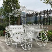 Zaer Ltd. International "Antoinette" Large Parisian Style Iron Carriage with Planters in Antique White ZR100496-AW View 3