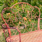 Zaer Ltd. International Esme Iron Garden Bench with Heart Designs in Pink "Paris 1968" ZR200485-PK View 3