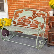 Zaer Ltd International Pre-Order: Coastal Dolphin Rocking Bench in Antique Green ZR200500-GR View 3