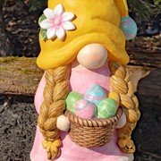 Zaer Ltd. International Set of 2 Easter Garden Gnome Couple with Bunny Ears and Painted Eggs ZR218020-SET View 3