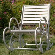 Zaer Ltd. International "Monte Carlo 1968" Iron Rocking Arm Chair in Antique White ZR821302-AW View 3