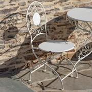 Zaer Ltd. International "Le Chardenoux 1908" Three Piece Metal Bistro Set in Antique White ZR200502-3-AW View 3