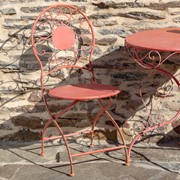 Zaer Ltd. International "Le Chardenoux 1908" Three Piece Metal Bistro Set in Flamingo Pink ZR200502-3-PK View 3