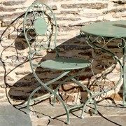 Zaer Ltd. International "Le Chardenoux 1908" Three Piece Metal Bistro Set in Antique Green ZR200502-3-GR View 3