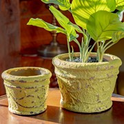 Zaer Ltd. International Set of 2 Tuscan Style Round Ceramic Flower Pots (available in 3 colors) ZR447601 View 3