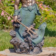 Zaer Ltd. International Pre-Order: 52" Tall Magnesium Merman Garden Statue w/ Seashell Spyglass "Peter" ZR343252-BZ View 3