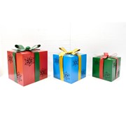 Zaer Ltd. International Set of 3 Assorted Christmas Gift Boxes with Snowflake Cutouts Garden Stakes ZR210607-SET View 3