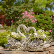 Zaer Ltd International Pre-Order: 13.78" Tall Kissing Swan Couple Planter "Kurt and Goldie" ZR204710 View 3