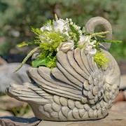 Zaer Ltd International Pre-Order: 13.78" Tall Elegant Magnesium Swan Planter "Bella" ZR204690 View 3