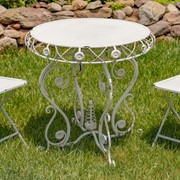 Zaer Ltd. International "Copenhagen 1843" Three Piece Bistro Set with Aster Flower Accents in Ant. White ZR200518-9-AW View 3