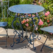 Zaer Ltd. International "Copenhagen 1843" Three Piece Bistro Set with Aster Flower Accent in Cobalt Blue ZR200518-9-BL View 3