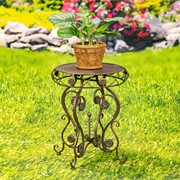 Zaer Ltd. International 25.2" Tall Round Iron Table with Aster Flower Accents "Copenhagen 1843" ZR200520-BZ View 3