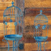 Zaer Ltd. International Pre-Order: Set of 2 Victorian Style Iron Birdcage Planters in Blue "London 1820" ZR200525-BL View 3