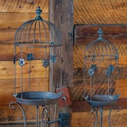 Zaer Ltd. International Pre-Order: Set of 2 Victorian Metal Birdcage Planters in Bronze "London 1820" ZR200525-BZ View 3