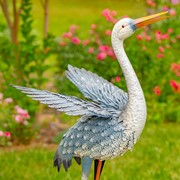 Zaer Ltd. International Set of Two 44" Tall Blue and White Metal Egret Garden Figurines ZR217081-SET View 3