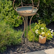 Zaer Ltd. International 45" Tall Bronze Iron Birdbath with Ceramic Sailor Ball Accent "Mizu" ZR200534-BZ View 3