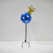 Zaer Ltd. International 26" Tall Blue & White Polka Dot Christmas Ball Ornament Metal Garden Stake ZR210604 View 3